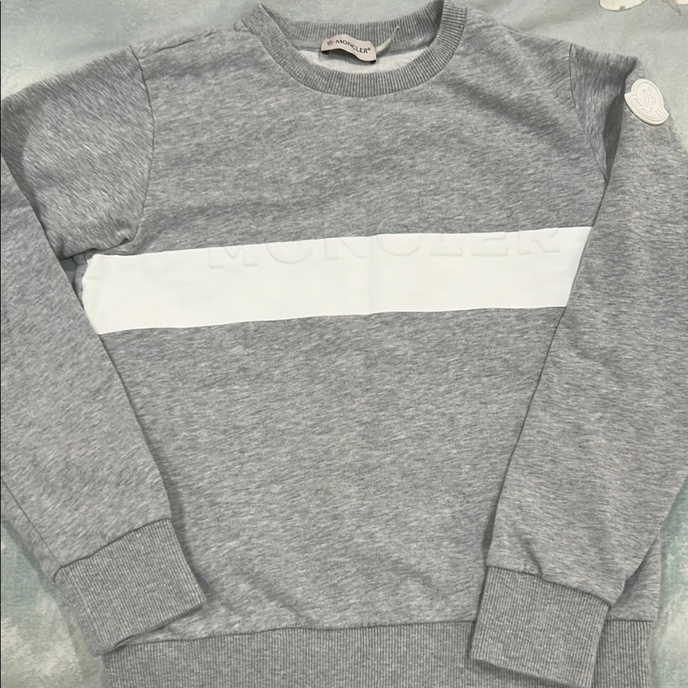 Moncler Gray and White Kids Sweatshirt